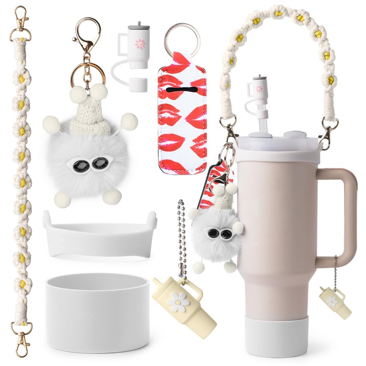 Set de accesorii pentru cupa de apa, potrivit pentru Stanley, Usor de transportat, pentru diverse activitati in aer liber, silicon, OUYLAF