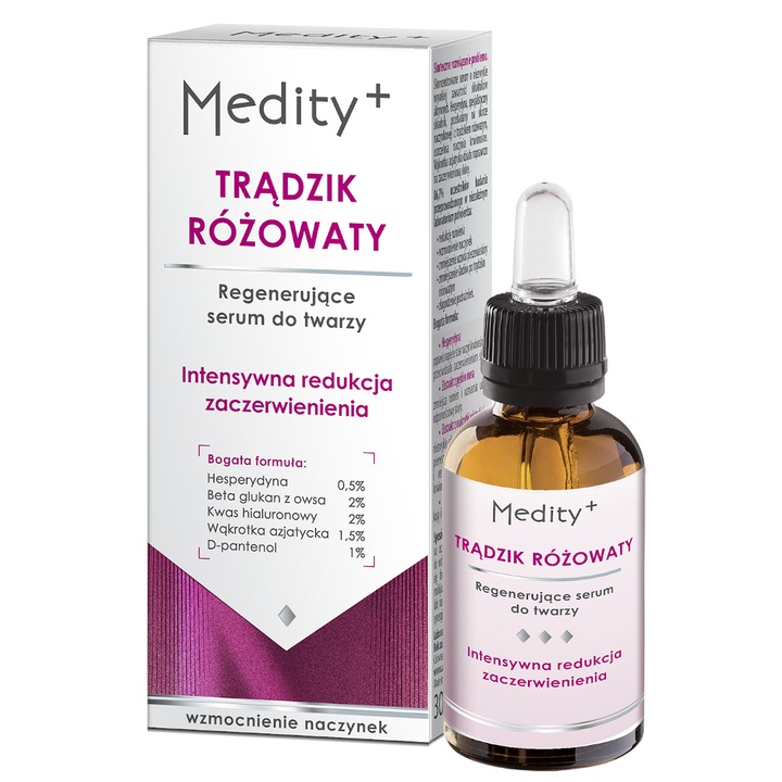 Serum regenerant pentru fata Medity+, 30 ml, reducere zacere, hidratare
