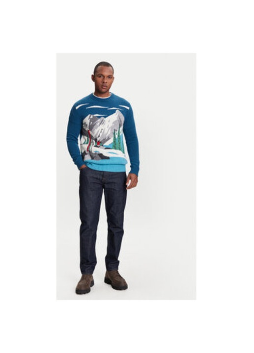 United Colors Of Benetton ferfi pulover, 1244K108S, gyapju/nejlon, sotetkek, Tengerészkék