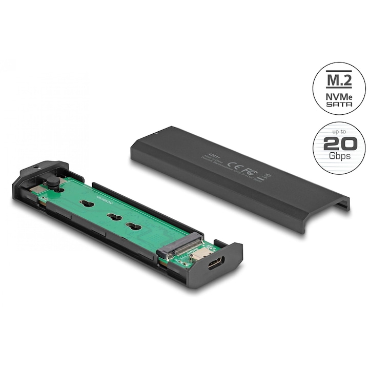 Rack extern USB 3.2 type C pentru SSD M.2 NVMe PCIe/SATA Combo, Delock 42031