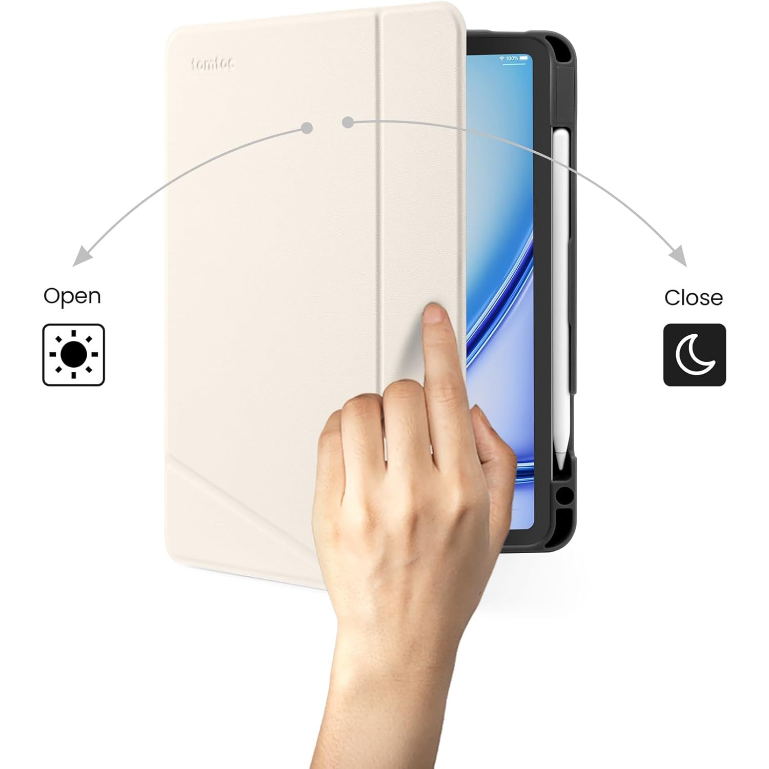 Husa pentru tableta iPad Air 11 inch M2 2024, iPad Air 10.9 inch generatia 5/4 cu Auto Sleep Wake Alba