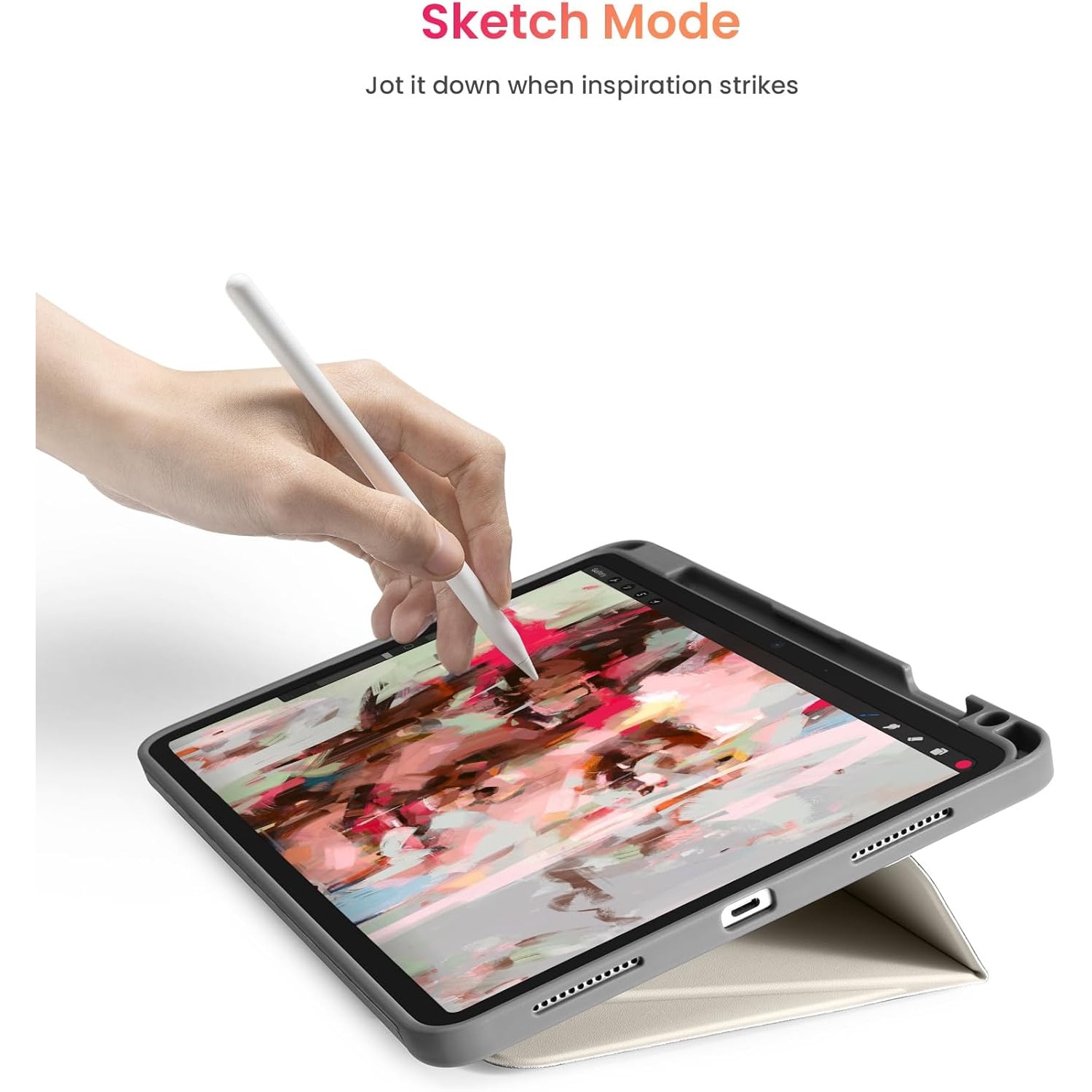 Husa pentru tableta iPad Air 11 inch M2 2024, iPad Air 10.9 inch generatia 5/4 cu Auto Sleep Wake Alba