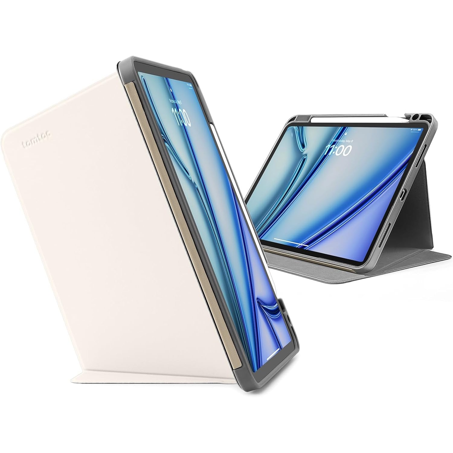 Husa pentru tableta iPad Air 11 inch M2 2024, iPad Air 10.9 inch generatia 5/4 cu Auto Sleep Wake Alba
