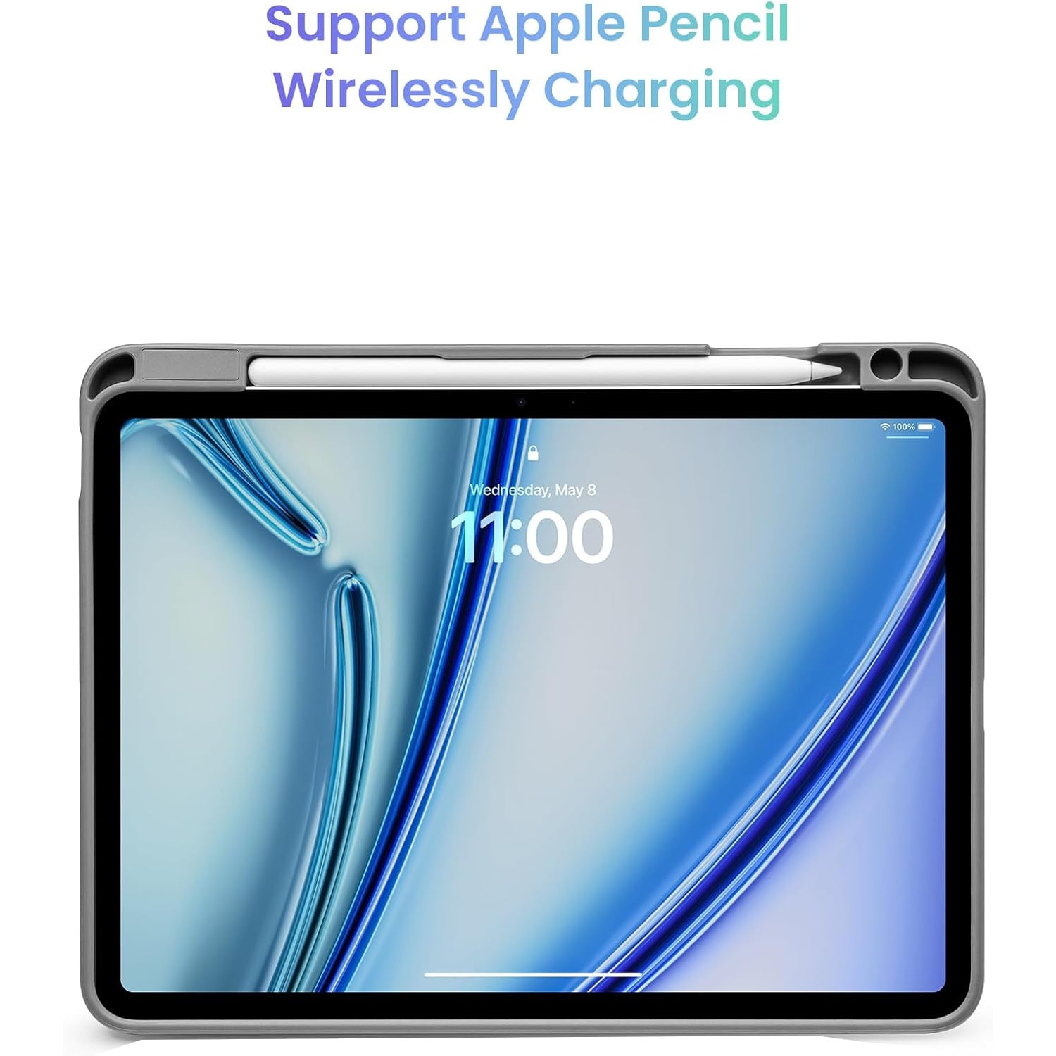 Husa pentru tableta iPad Air 11 inch M2 2024, iPad Air 10.9 inch generatia 5/4 cu Auto Sleep Wake Alba