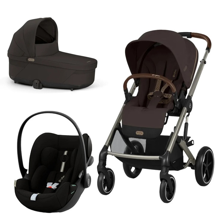 Carucior Cybex, Balios S Lux 3 in 1 TPE B, Chocolate Brown, cu scoica auto Cloud G i-Size