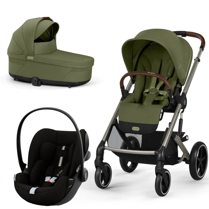 Carucior Cybex, Balios S Lux 3 in 1 TPE B, Moss Green, cu scoica auto Cloud G i-Size