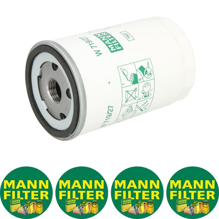 Filtru ulei Mann Filter W 719/27 pentru CHRYSLER PT CRUISER, FORD COUGAR, ESCORT CLASSIC, ESCORT V, ESCORT VI, FIESTA III, FIESTA IV, FIESTA V, FOCUS I, FOCUS I/KOMBI, FUSION, GALAXY I, GALAXY MK I, KA 1.3-D, 4 stickere Mann Filru