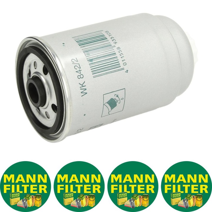 Filtru combustibil Mann Filter WK 842/2 pentru DAF 400, 400-SERIE, IVECO DAILY I, DAILY II, EUROCARGO I-III, M, MAGIRUS, MK, ZETA, RVI B, MASCOTT, MESSENGER, VOLVO 240, 340-360, 740, 760, 780, 940 1.0-9.5D, 4 stickere Mann Filru