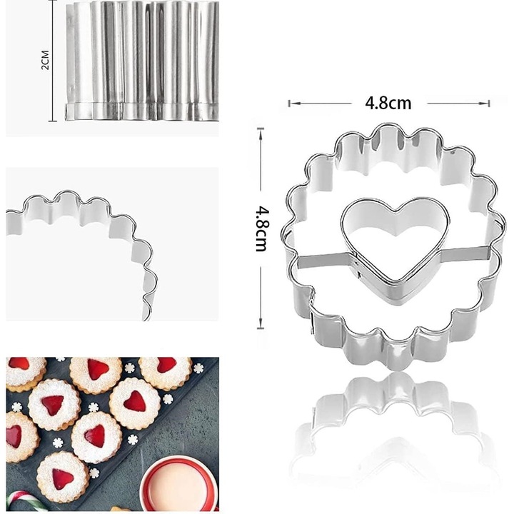 Set 9 Forme 4, 8cm pentru Prajituri sau Biscuiti cu insertie personaj sau silueta personaje magice, Otel Inoxidabil neaderent