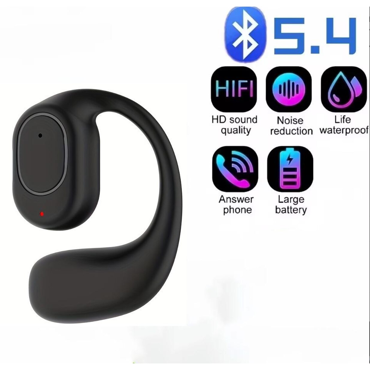 Casca Bluetooth 5.3 cu Touch, Sunet cu bass, Type-C, autonomie 11h, Alb ...