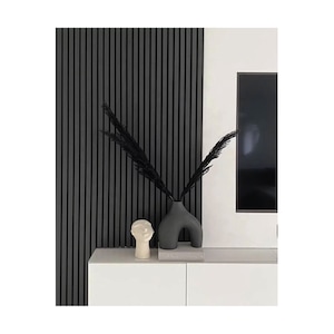 Panou riflaj decorativ acustic, MDF, 275 x 100 cm, Gri Antracit