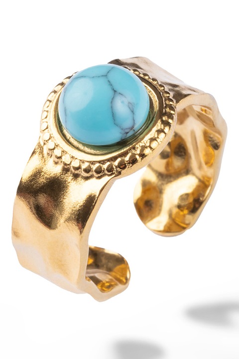Marc Malone, Inel cu turcoaz placat cu aur de 18K, Auriu, Turcoaz