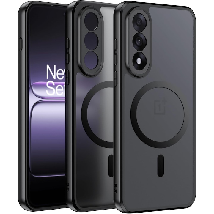 Кейс за OnePlus Nord 5 със защита на обектива и MagSafe EasyCharge, серия Ghost, против пожълтяване, матиран - матово черен