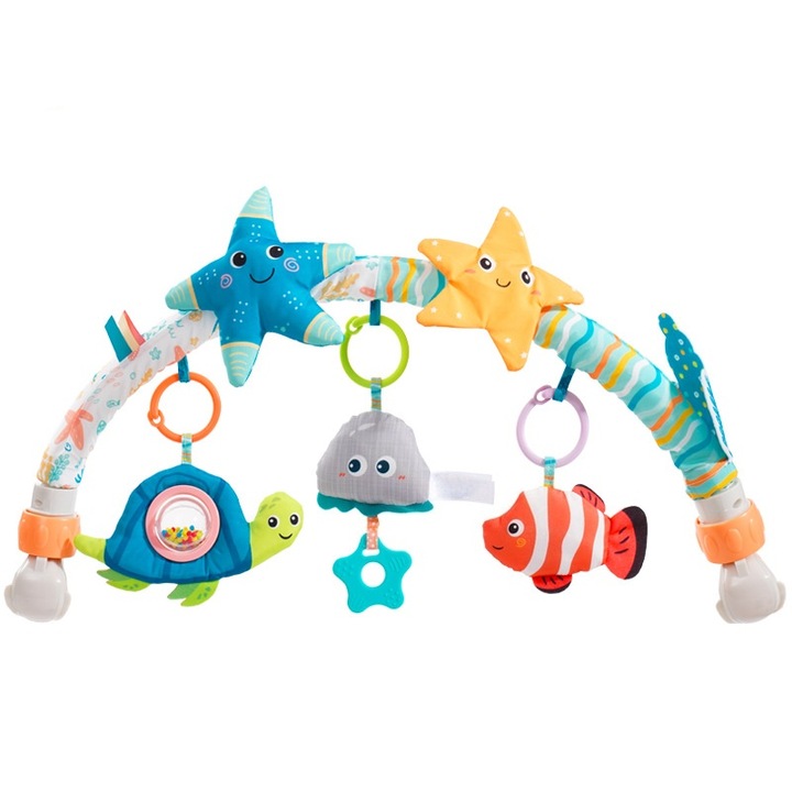 Jucarii cu clips pentru bebelusi, pandantiv clopotel de vant, tema pentru lumea subacvatica, dezvoltare vizuala, muzica distractiva, antrenament practic, 85x33cm, multicolor
