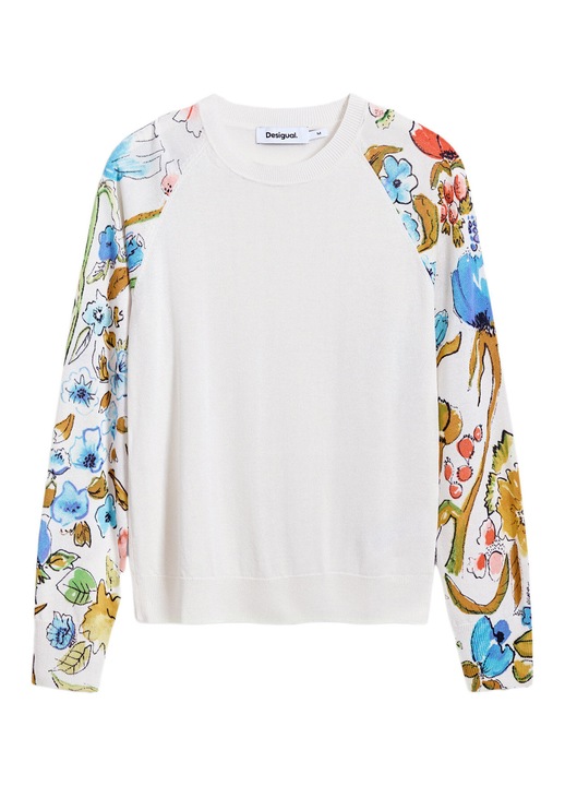 Pulover dama Desigual, 25SWJF31, Viscoza/Poliamida, XL INTL, Alb
