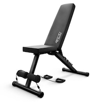 Banca de antrenament reglabila multifunctionala, 4FIZJO, pentru exercitii, suport max. 120 kg, structura otel, tapiterie piele cu spuma, 7 pozitii inclinare, antiderapanta, pliabila, ideala pentru forta, fitness, acasa, sala, exercitii cu gantere, negru