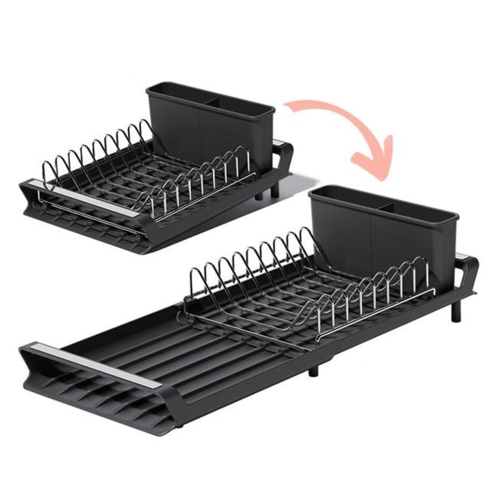 Uscator Vase Extensibil din Plastic Negru 19x28 - 47x12 cm