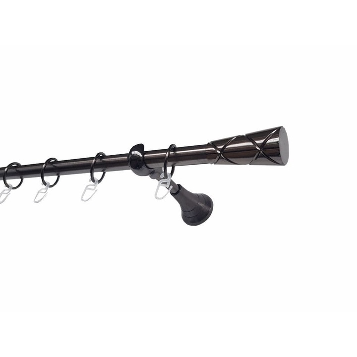 Set galerie metalica 20mm, simpla, Negru Nichel, Zeus 01 - 240 cm