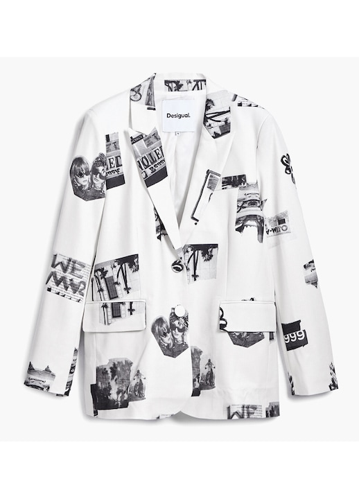 Sacou dama Desigual, 25SWEW15, Poliester/Viscoza, Alb, Alb, M