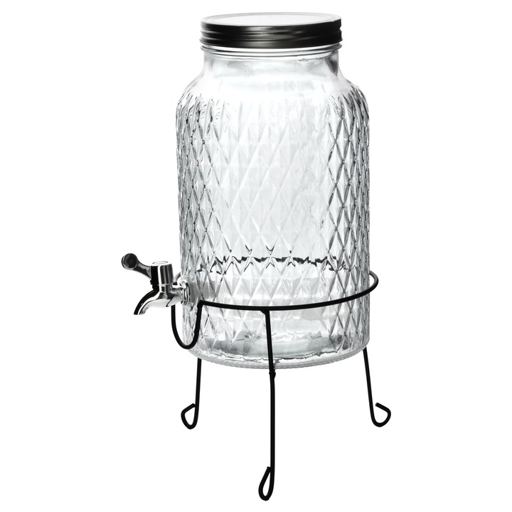 Carafa cu robinet Allesken, 6L, sticla transparenta, design modern