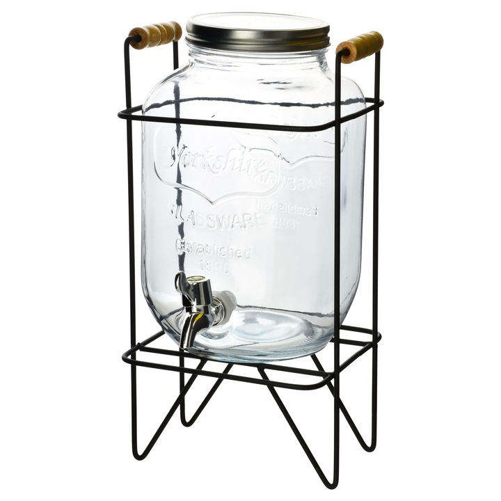 Carafa cu robinet 5L, Allesken, sticla transparenta, dimensiuni 11x17x27cm