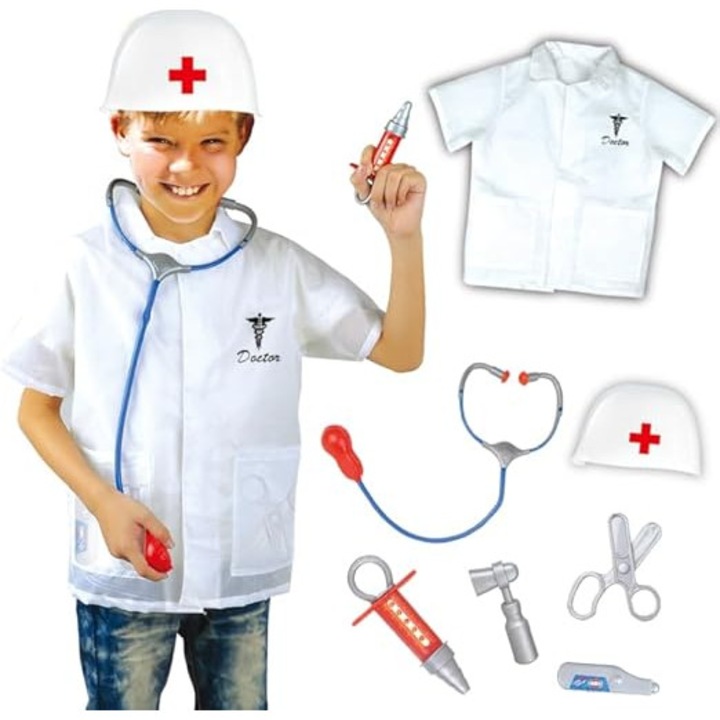 Joc de rol Costum alb de medic cu accesorii