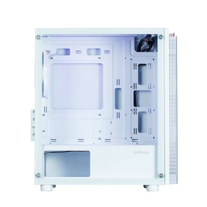 Carcasa Zalman T4 Plus RGB, sticla securizata, alba, microATX, 385x208x425mm, 1 ventilator 12cm