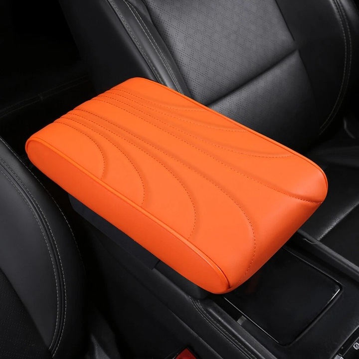 Perna Pentru Brat Cotiera Husa Pentru Consola Centrala Inaltator Cotiera Auto Moale Piele Universal Portocaliu