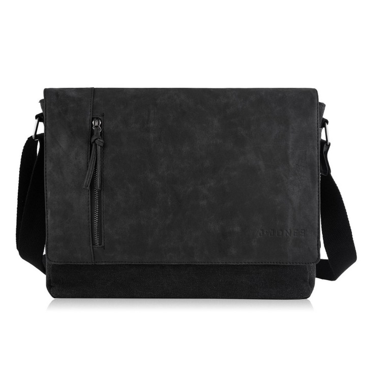 Férfi táska, SP-06-BL modell, vászon, fekete, 2 rekesz, 39x31x9cm