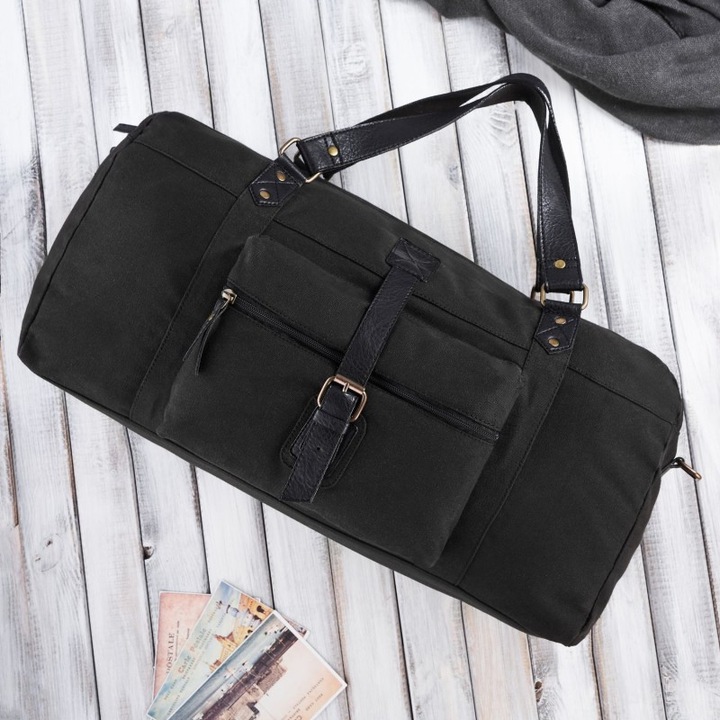 Férfi utazótáska, Paolo Peruzzi, E-02-BL, fekete, 30x53x20cm, A4-es kapacitás, állítható vállpánt