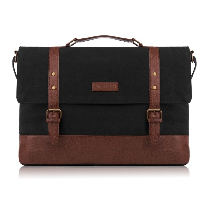 Мъжка чанта Paolo Peruzzi, кафява/черна, 42 x 29 x 12 см