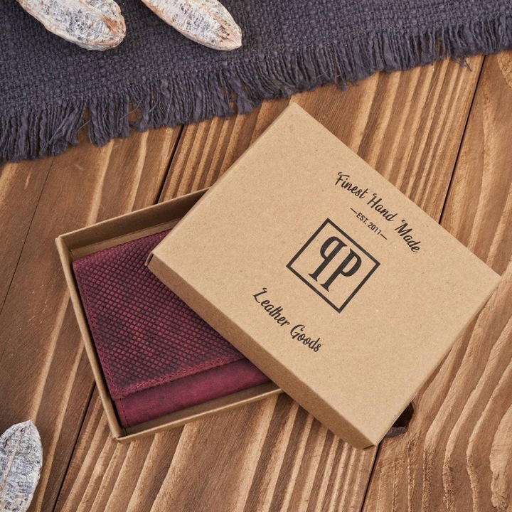 Portofel dama din piele, Paolo Peruzzi, model T-112-HCH, roz cu nuante de visiniu, 7 compartimente pentru carduri, 10x13x3cm