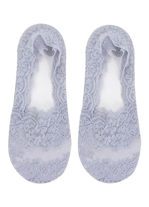 Talpici dama din bumbac, cu model dantelat, albi, 35-37EU