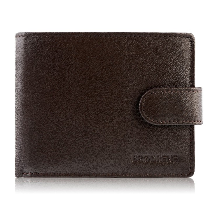 Мъжки портфейл Brodrene G-31, естествена кожа, RFID, 8 отделения за карти, 2 отделения за банкноти, 9,7x12x2,5см
