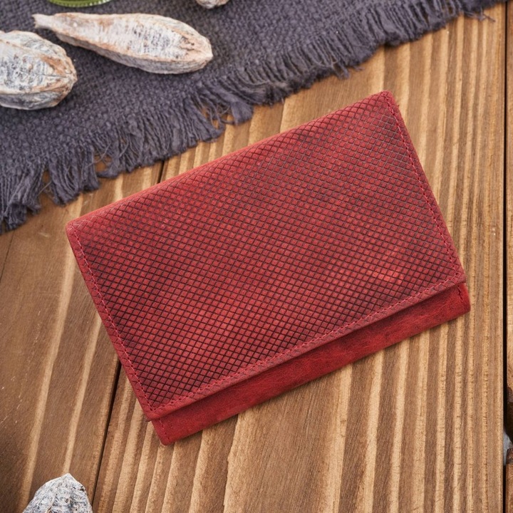 Дамски портфейл, Paolo Peruzzi, модел T-112-HRD, 7 отделения, червен, 10x13x3см