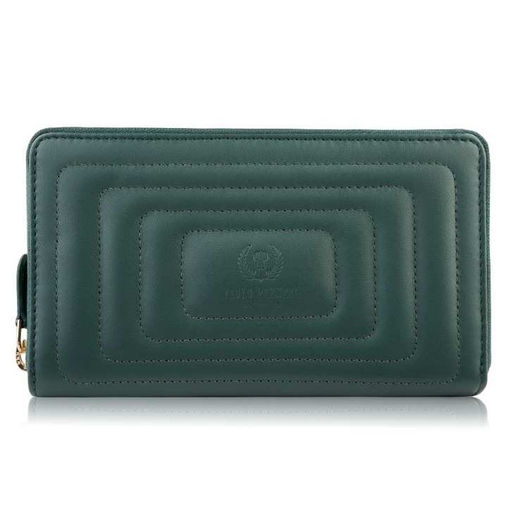 Дамски портфейл Paolo Peruzzi AV-05, естествена кожа, зелен, 10x17x2.5см, с RFID защита