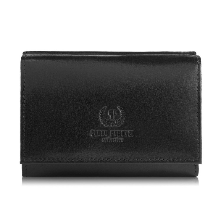 Paolo Peruzzi Pénztárca, T-32, természetes bőr, fekete, 6 kártyatartó rekesz, 9x13x4cm