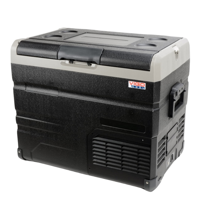 Frigider auto portabil VigoCool 50L, compresor, 12/24/230V, Bluetooth, Baterie si incarcare solara