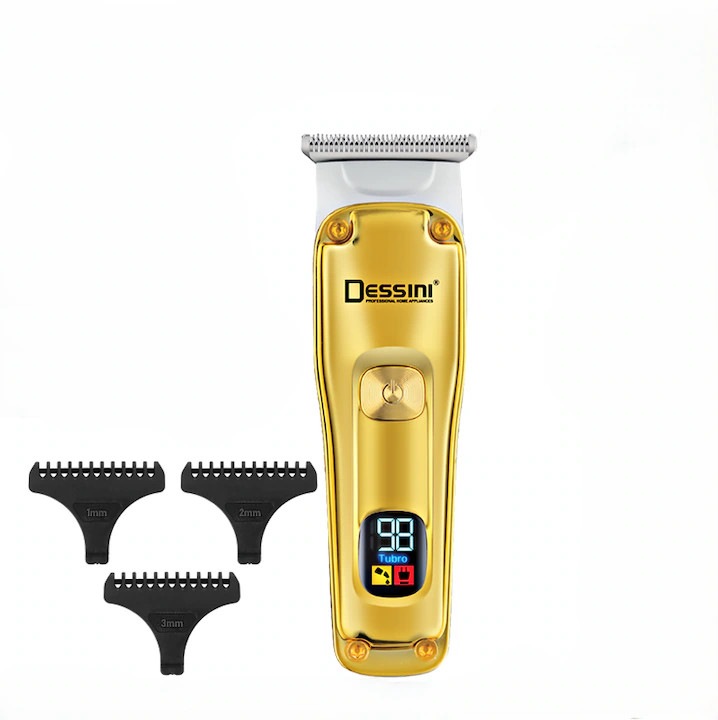 Masina de Tuns Reincarcabila Dessini TJ-2601, Lame Otel Inoxidabil, Afisaj LED, Set 3 Piepteni, Autonomie 90 Min, Design Ergonomic