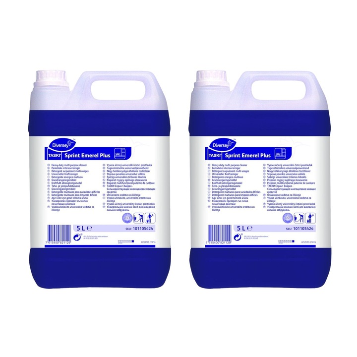 Preparat multifunctional puternic de curatare suprafete, TASKI Sprint Emerel Plus, dilutie 2%, pachet 2x5 L
