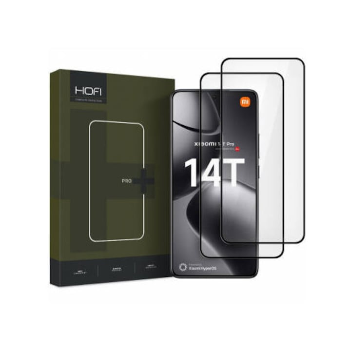 Folie Protectie HOFI Glass PRO+ Xiaomi 14T Pro / 14T Sticla Securizata Full Glue Set 2 bucati 2.5D