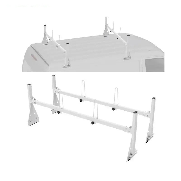 Tetőcsomagtartó autólétrához, állítható, tartós, 600 kg, 3 keresztléc, rozsdaálló, fehér