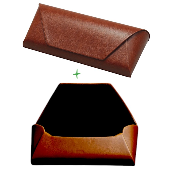 Toc ochelari maro - 2 bucati, piele ecologica, semirigid, model elegant soft, interior din material catifelata, Bum Tehnology