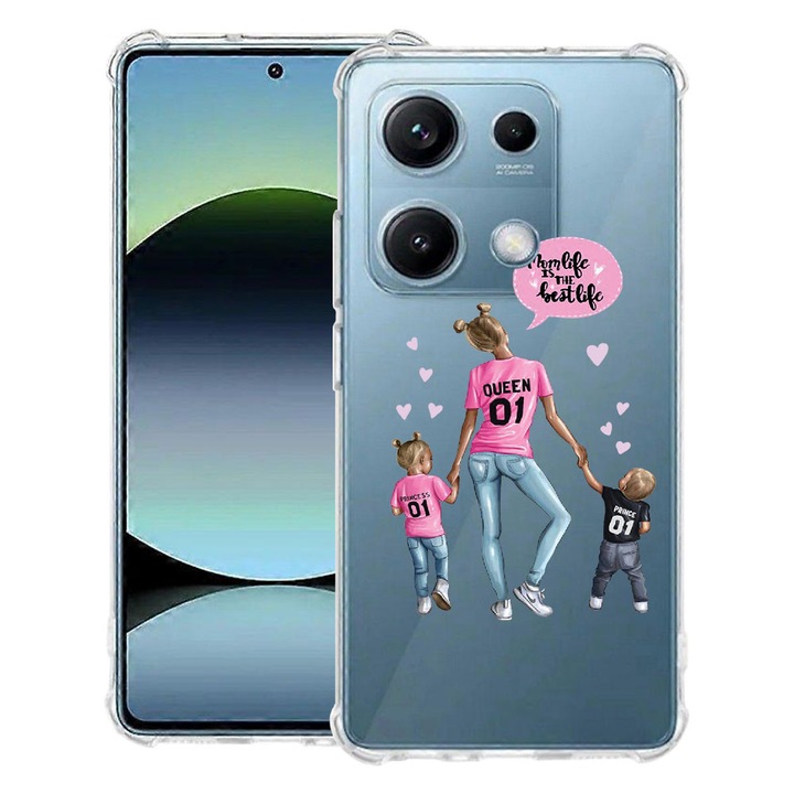 BestCase® Ütésálló tok OPPO A6 Pro-val kompatibilis, Mom Life Boy And Girl designnal, megerősített 4 sarok, 2099996 AS 557