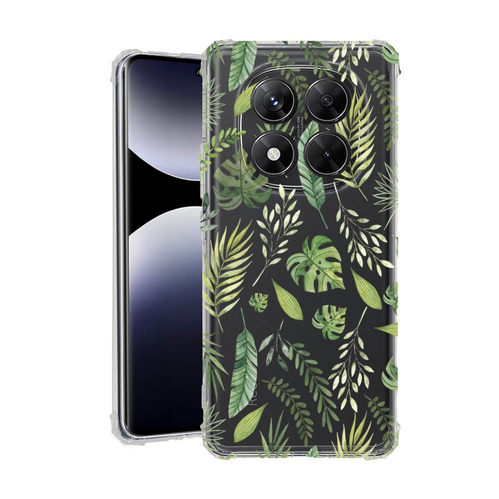 BestCase® Husa pentru Xiaomi Redmi Note 15 Pro Plus 5G cu Design Green leafs, Anti Shock, Reinforced 4 Corners, 2078502 AS 77