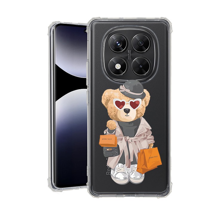 BestCase® Tok Xiaomi Redmi Note 15 Pro 5G-hez, Teddy Maci Bevásárló Design, Ütésálló, Megerősített 4 Sarok, 2078501 AS 1458