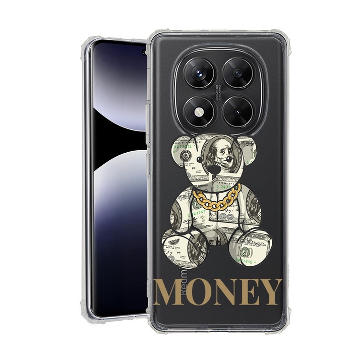 BestCase® Husa pentru Xiaomi Redmi Note 15 Pro Plus 5G cu Design Teddy Bear Money, Anti Shock, Reinforced 4 Corners, 2078502 AS 1549