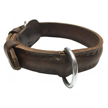 Zgarda pentru caine din piele naturala maro inchis, dublata (70cm / 40mm / 10mm)