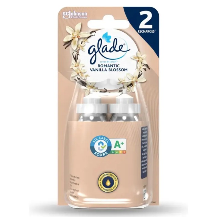 Glade Sense & Spray Romantic Vanilla Blossom légfrissítő utántöltő, 2x18 ml