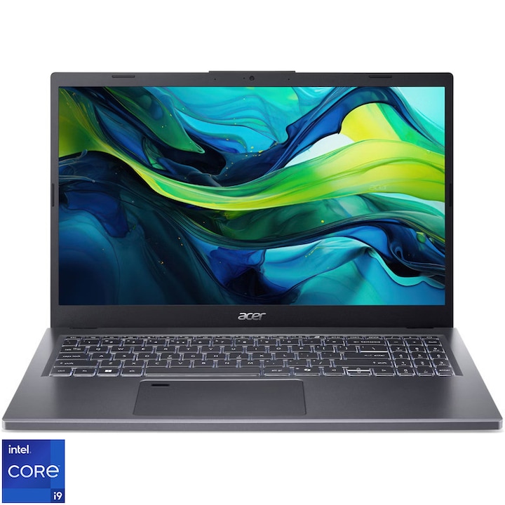 Acer Aspire 15 A15-51M-90PR laptop Intel® Core™ i9-13900H processzorral akár 5,4 GHz-ig, 15,6" Full HD kijelzővel, IPS, 32 GB LPDDR5 RAM, 1 TB SSD, Intel® Iris® Xe Graphics, No OS, Acélszürke